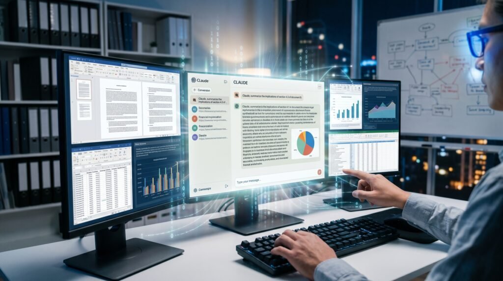 Claude AI research assistant analyzing documents and data
