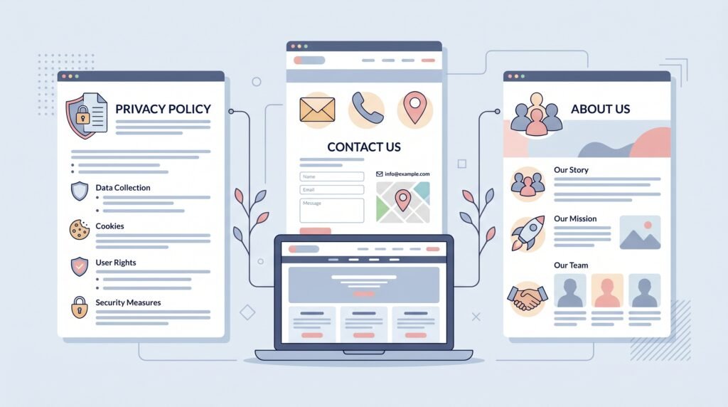 Creating privacy policy contact and about us pages
