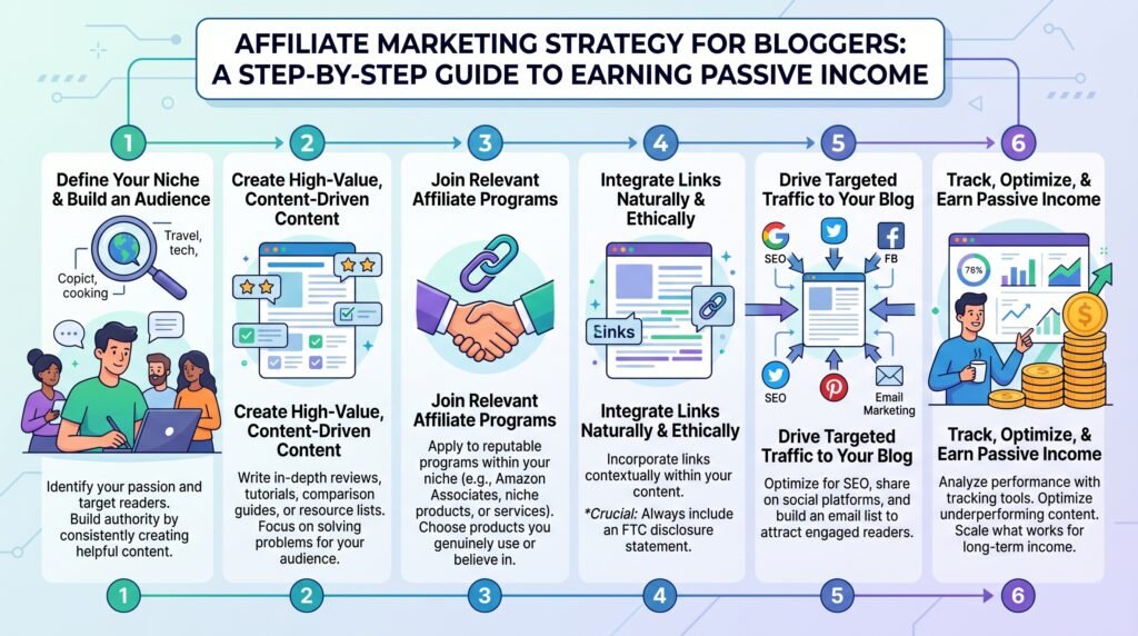 Affiliate marketing strategy for bloggers earning passive income