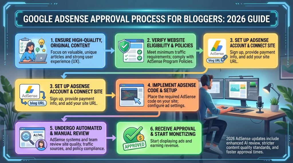 Google AdSense approval process for bloggers in 2026