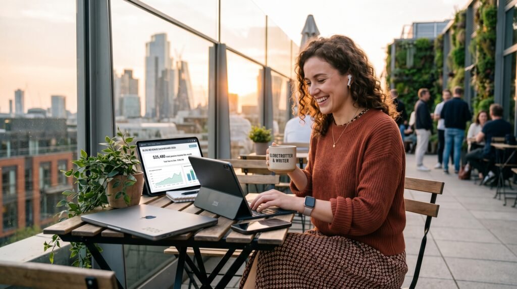 Successful blogger earning passive income through blogging in 2026