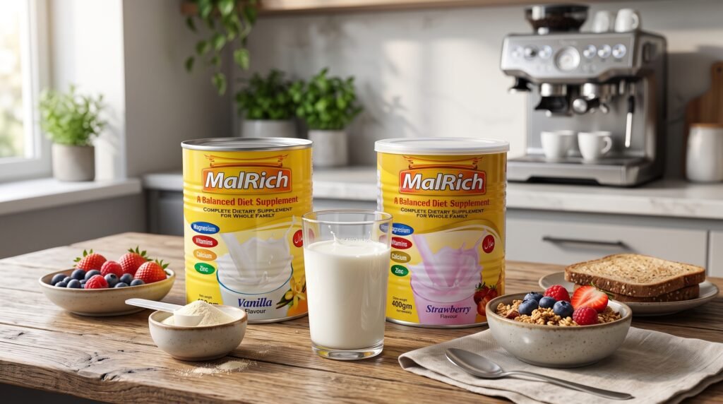 Daily routine of drinking MalRich nutrition supplement